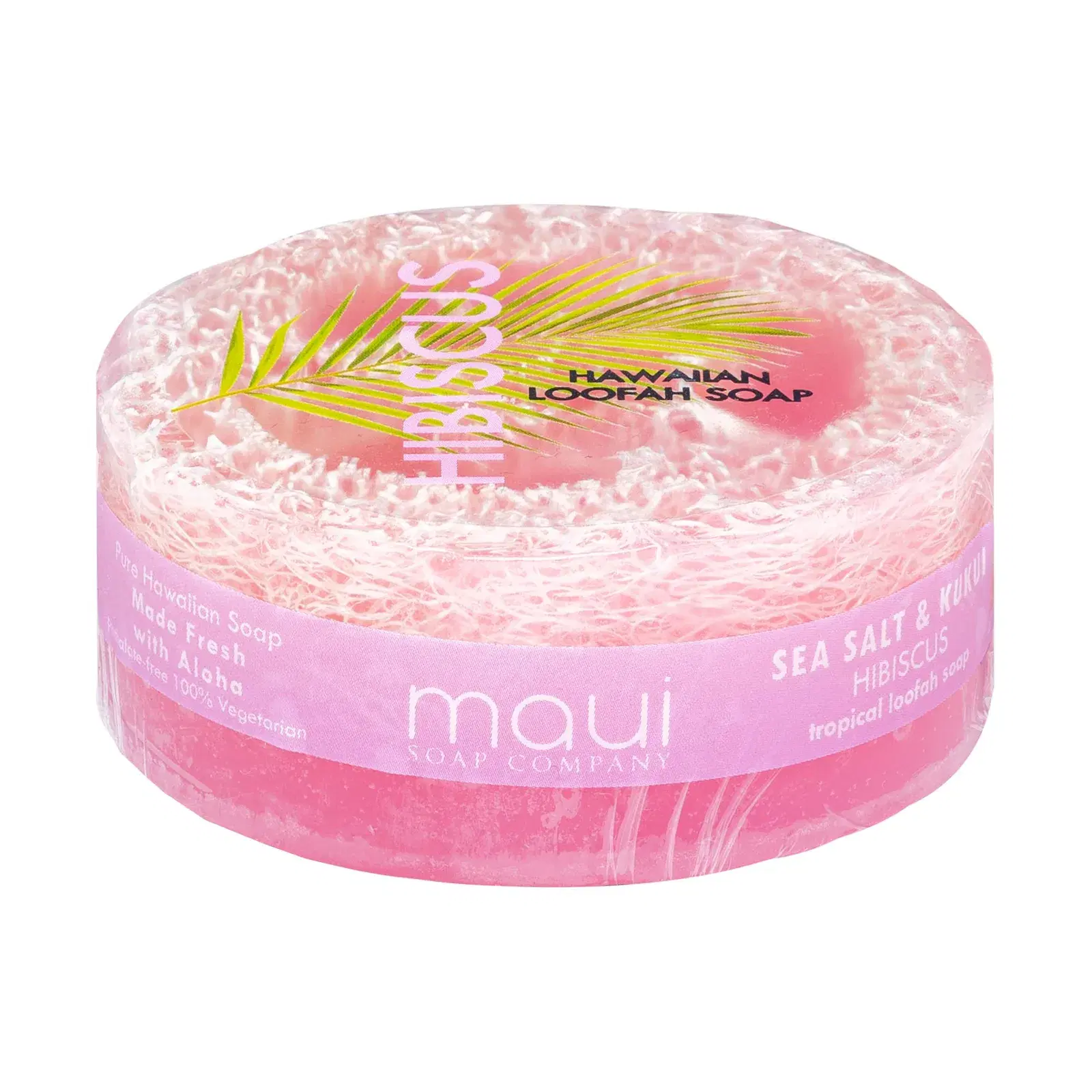 Hibiscus Sea Salt & Kukui Exfoliating Loofah Soap 4.75oz - Image 2