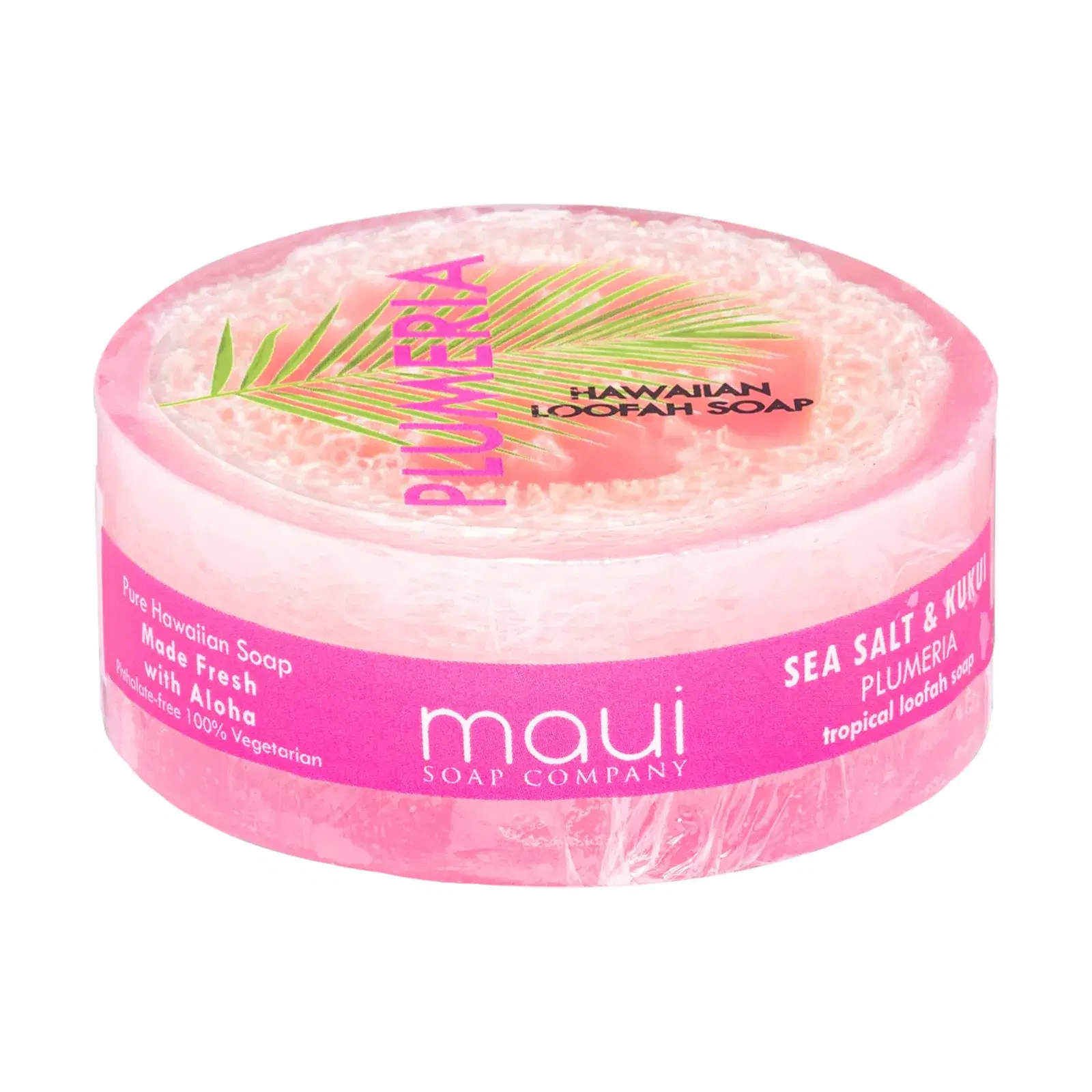Plumeria Sea Salt & Kukui Exfoliating Loofah Soap 4.75oz - Image 3